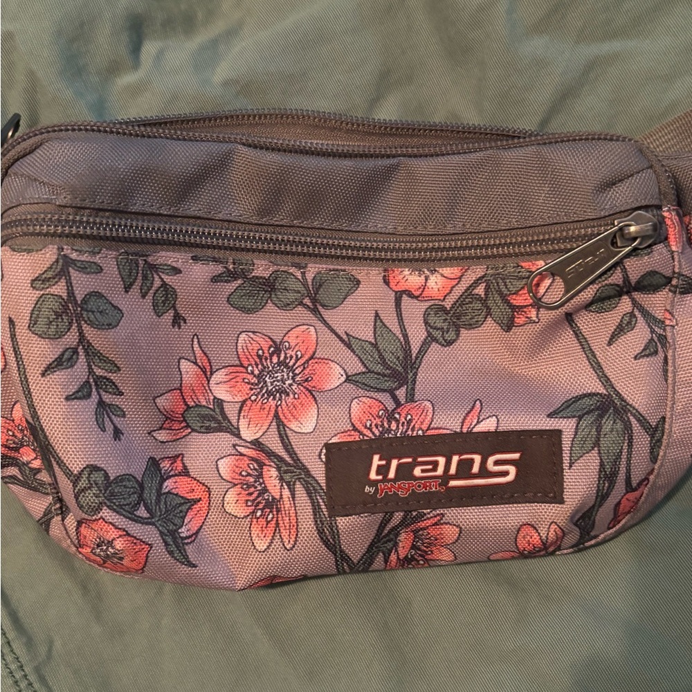 Trans by JanSport Floral Waist Bag - Gray and Pink